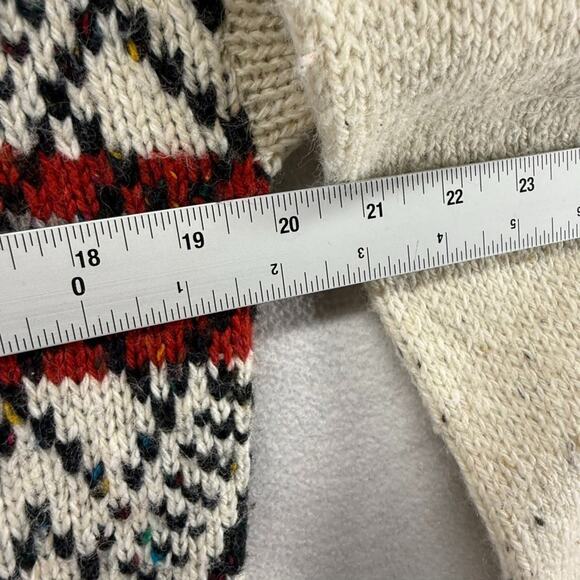 Vintage Sportables Sweater Men's medium Beige Turtleneck Wool Geometric Festive - Picture 4 of 7